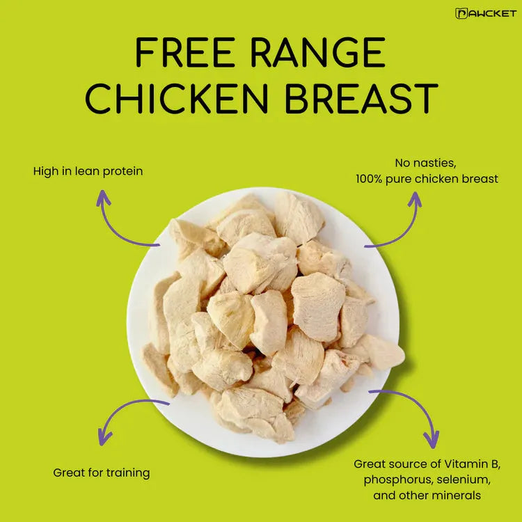 PAWCKET-Freeze Dried Free Range Raw Chicken Breast 80g