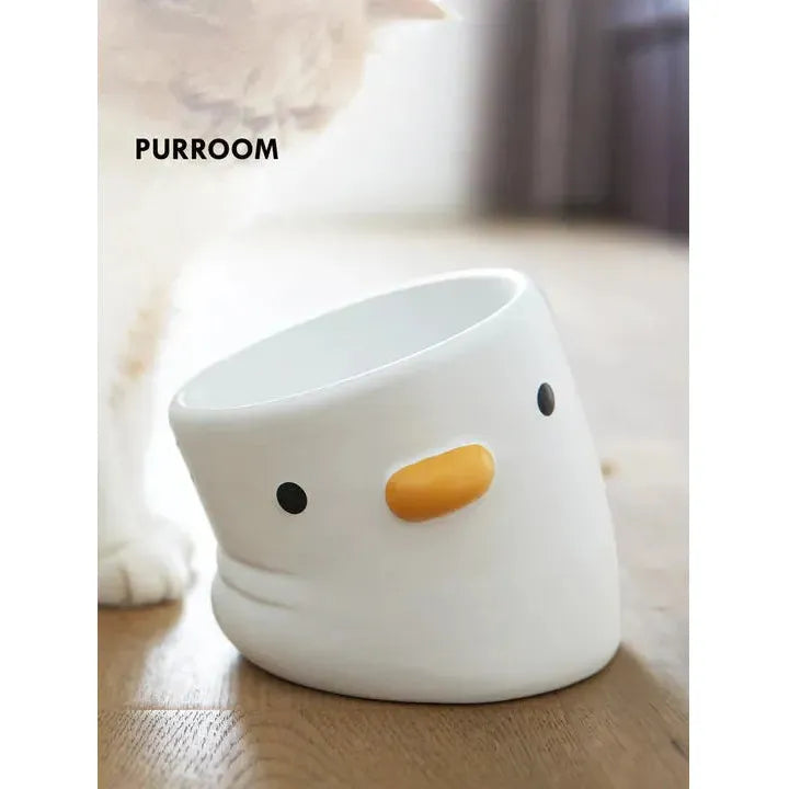 PURROOM Elevated Chick Ceramic Pet Bowl - Tilted (NEW)