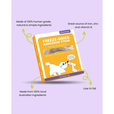 PAWCKET-Freeze Dried Kangaroo Steak Pet Treats 80g