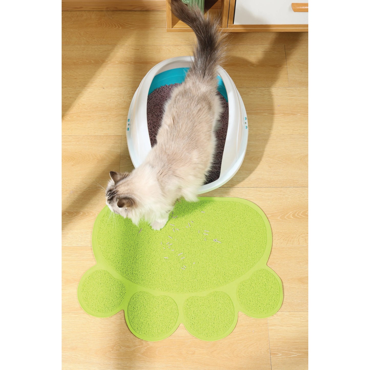 M-PETS PAW Style Cat Litter Mat Green