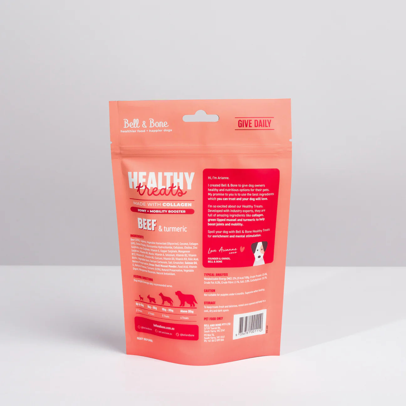 Bell and Bone Healthy Treats - Beef & Turmeric for joint and mobility booster