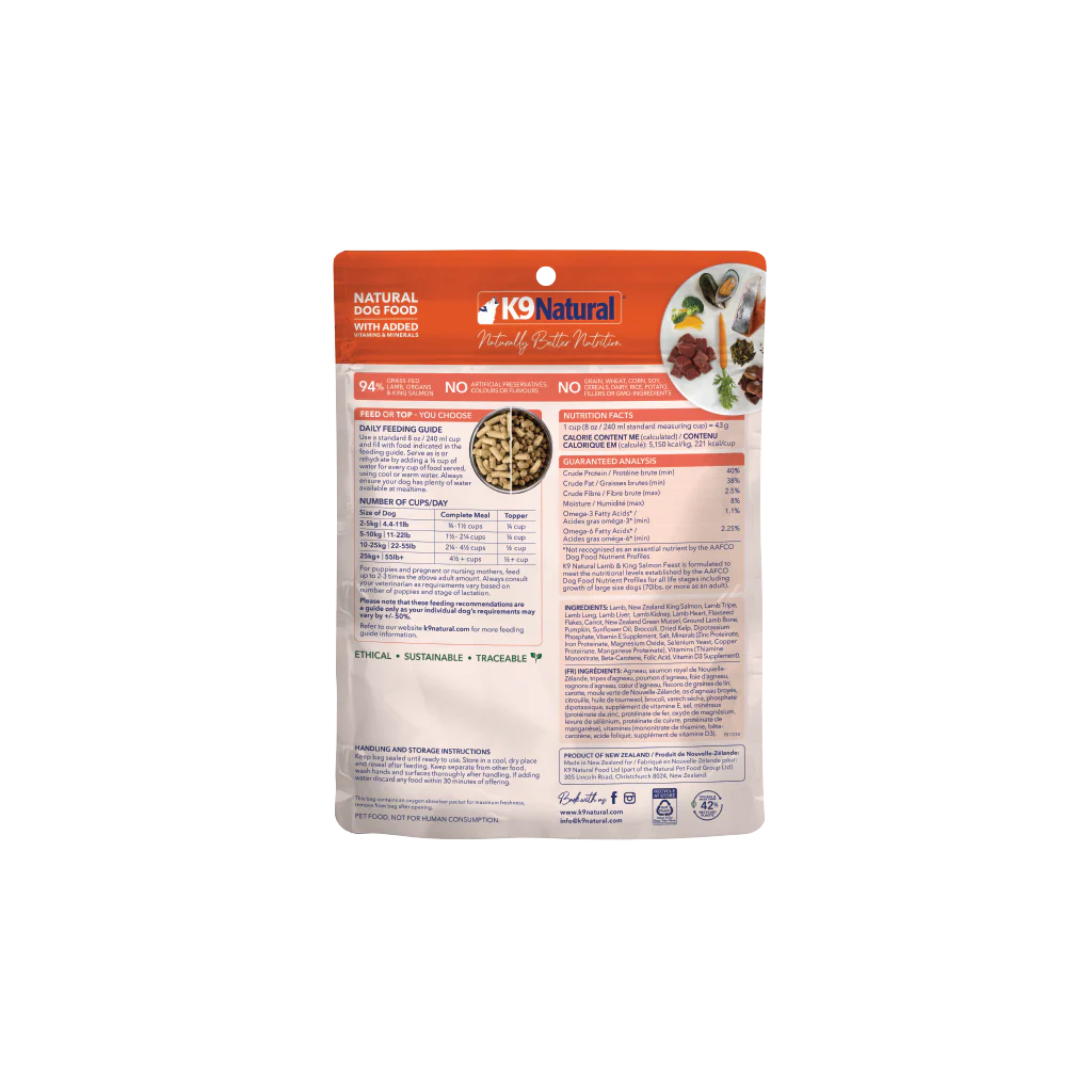 K9 Natural Lamb & King Salmon Freeze-Dried Topper 100g