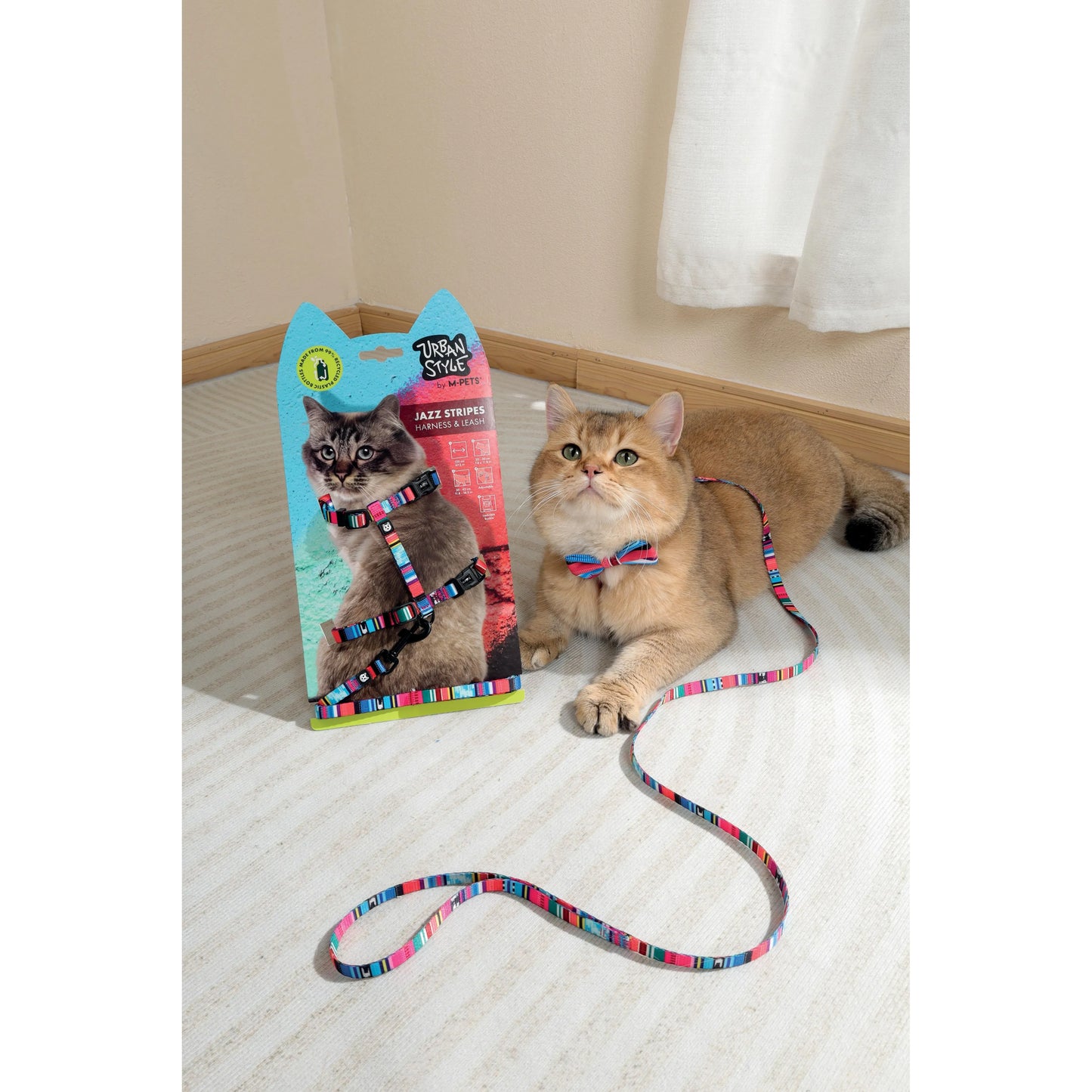 M-Pets URBANSTYLE Jazz Stripes Cat ECO SET (Harness & Leash)