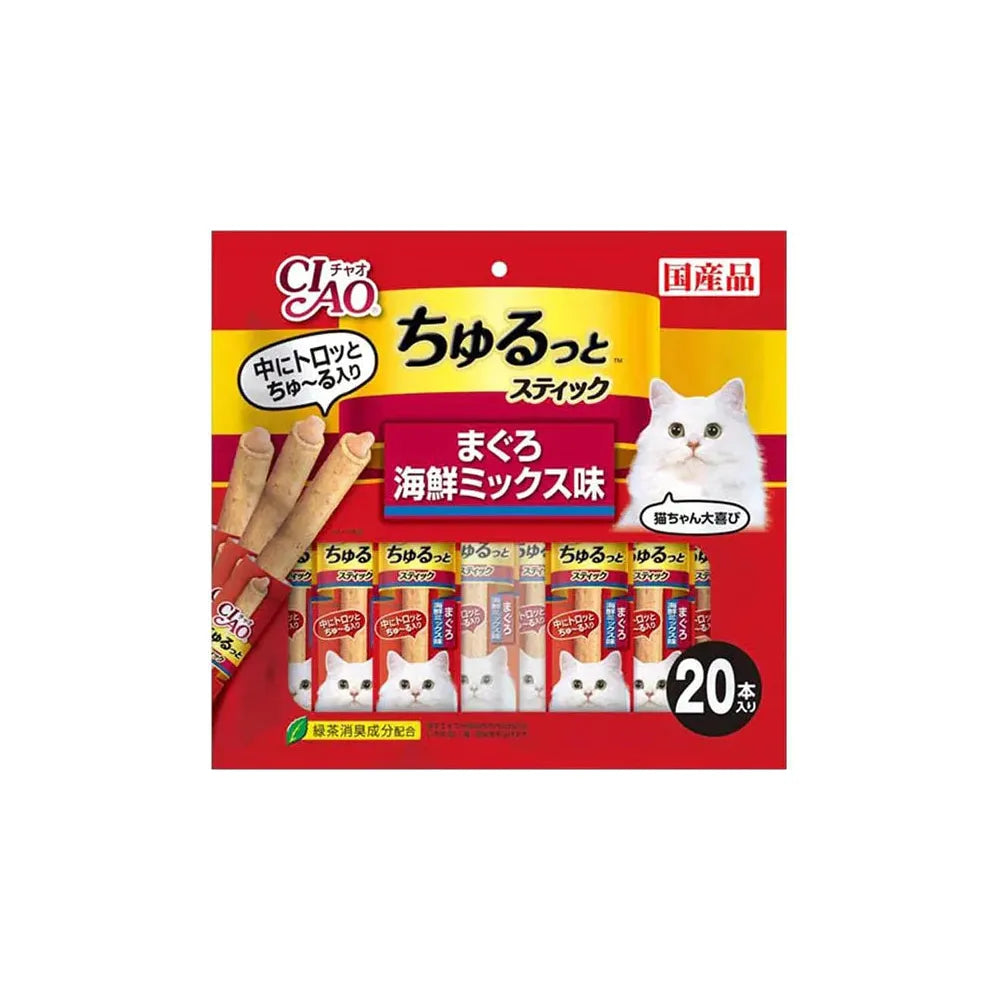 CIAO Churutto Stick Maguro with Scallop Cat Treats 20x7g