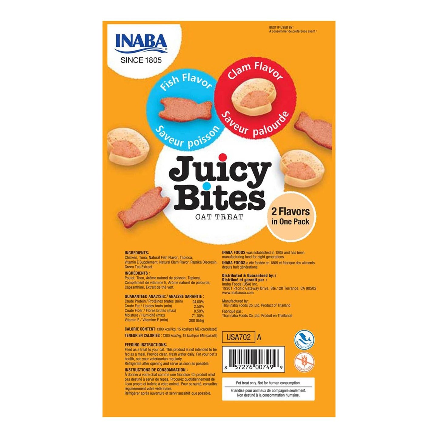 INABA Cat Juicy Bites Fish & Clam 34G