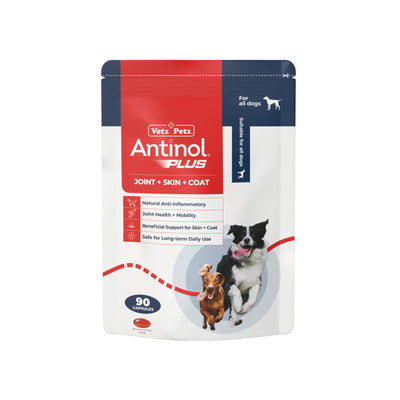 Antinol Plus for Dogs 90 capsules pouch, front of pack
