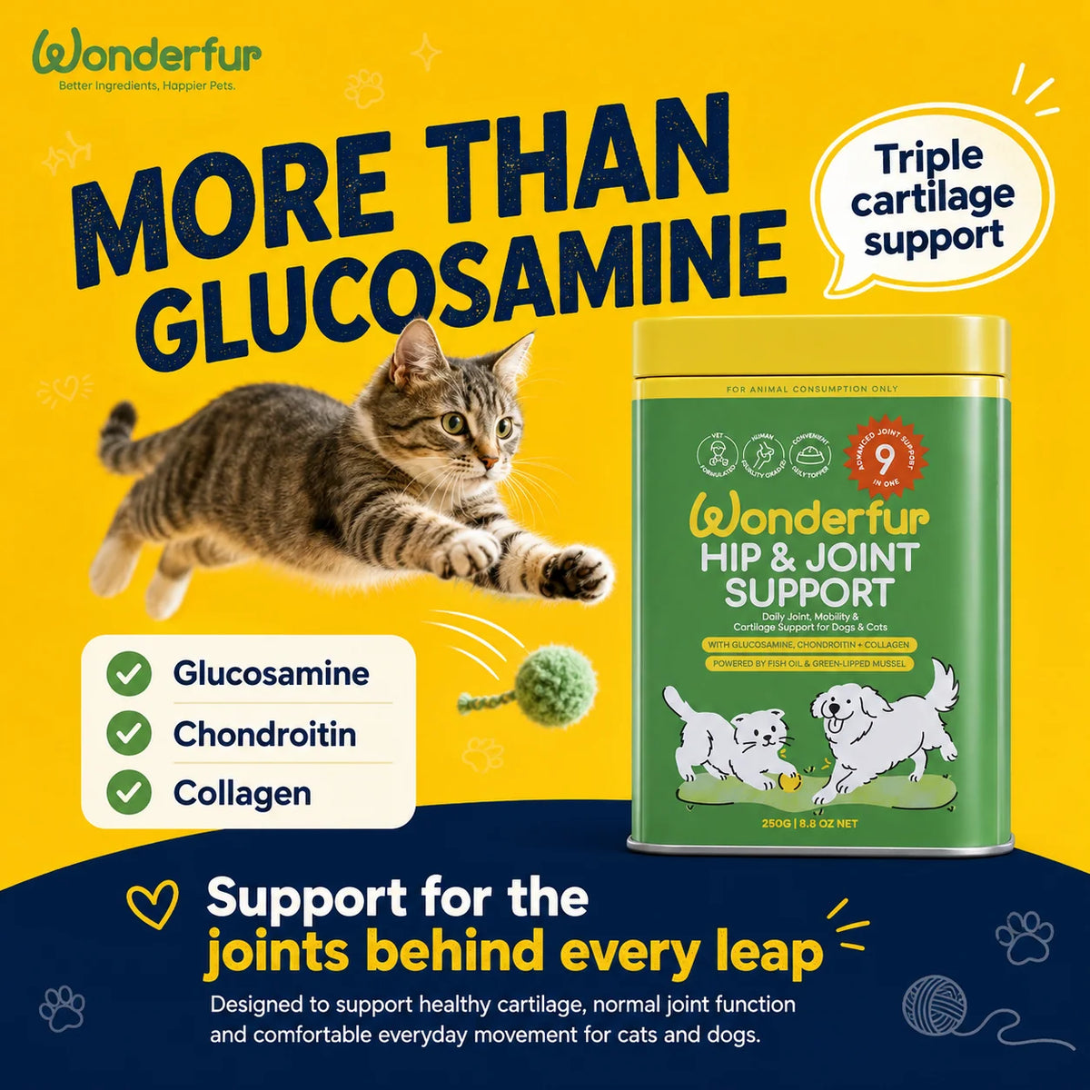 Wonderfur Hip & Joint Support for Dogs & Cats 250g