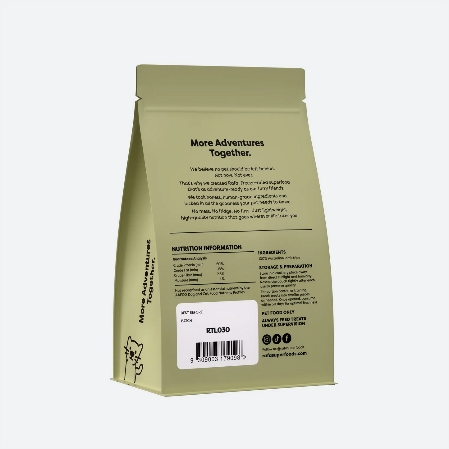 RAFA Raw Freeze-Dried Treats | Human-Grade Lamb Green Tripe 90g