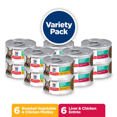Hill's Science Diet Adult Cat Wet Food Perfect Weight Variety Pack Canned 82g x 12