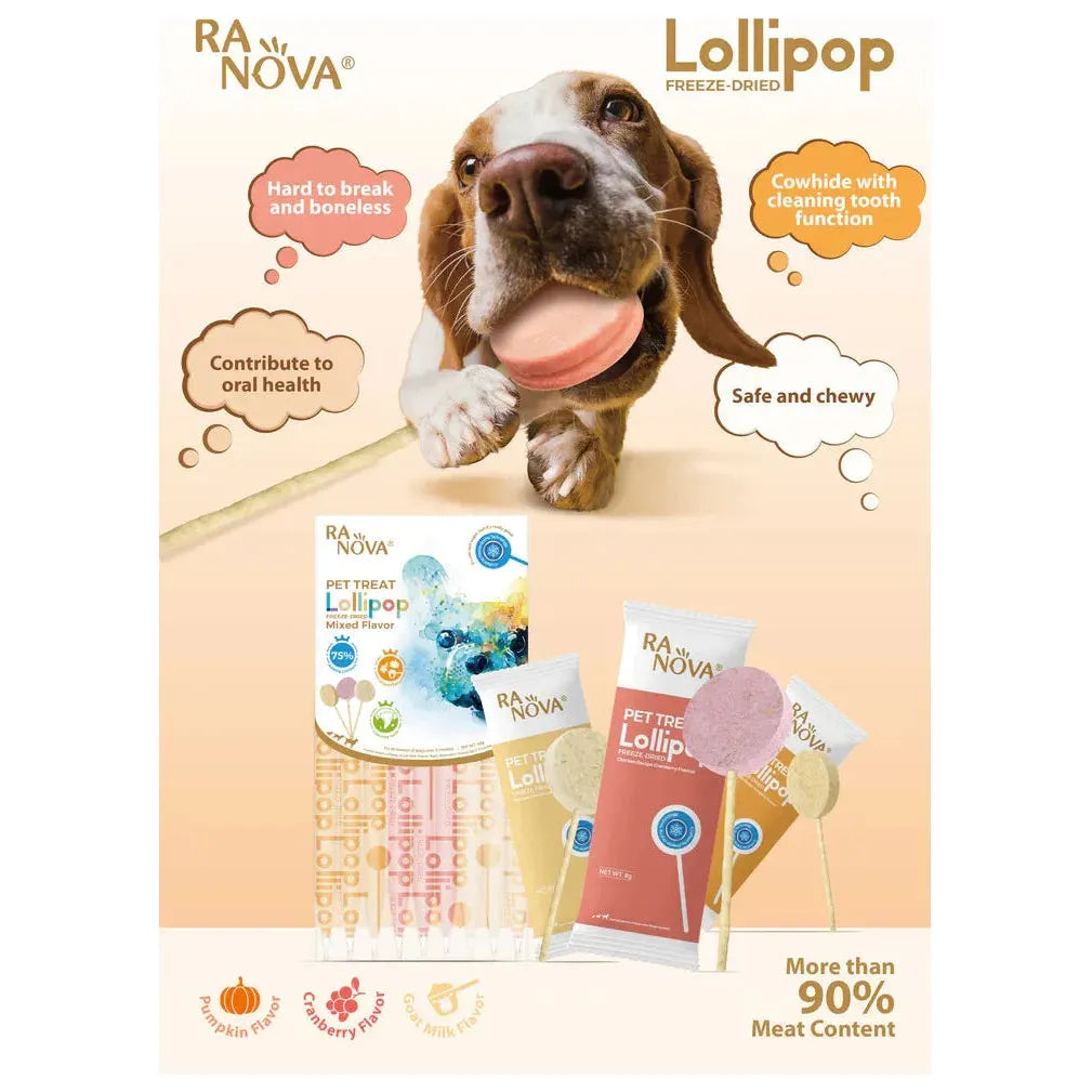 RANOVA Dog Pet Treats Freeze Dried Lollipop (Mixed Flavor) 8g x 6