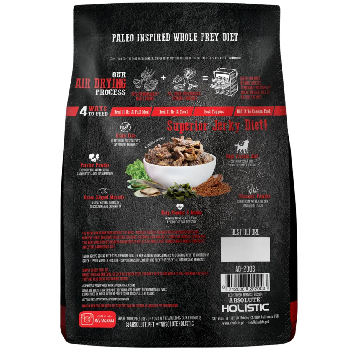 Absolute Holistic Air Dried Dog Food | Beef & Venison 1Kg