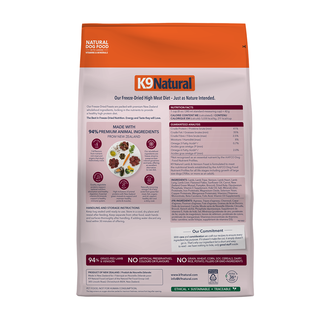 K9 Natural Lamb & Venison Feast Freeze-Dried Dog Food
