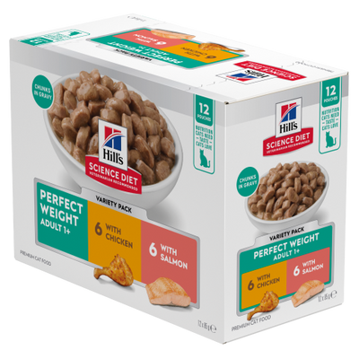 Hill's Science Diet Adult Cat Wet Food Perfect Weight Variety Pack 85g x 12