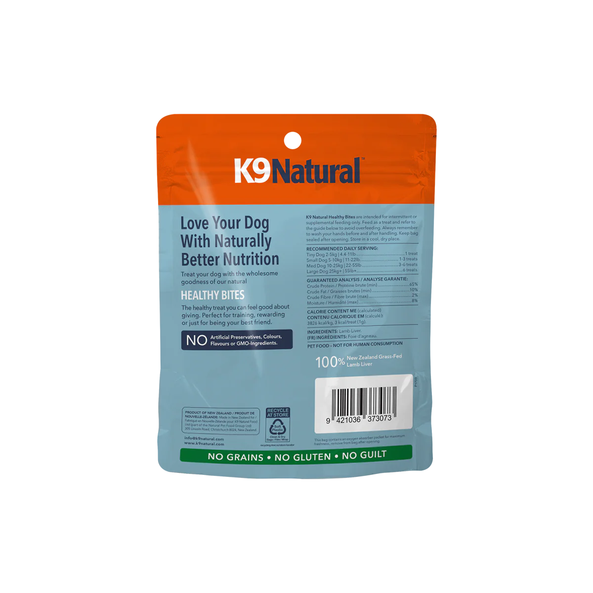 K9 Natural Lamb Liver Healthy Bites Dog Treats 50g