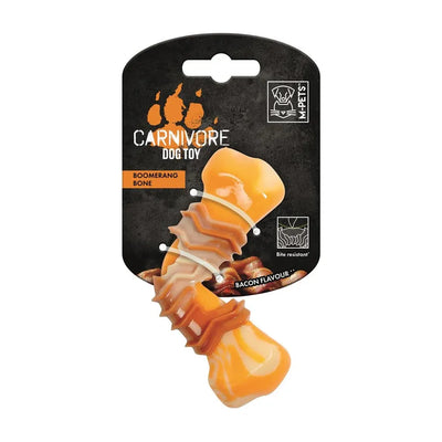 M-PETS CARNIVORE Dog Toy Boomerang Bone - Bacon (Yellow)