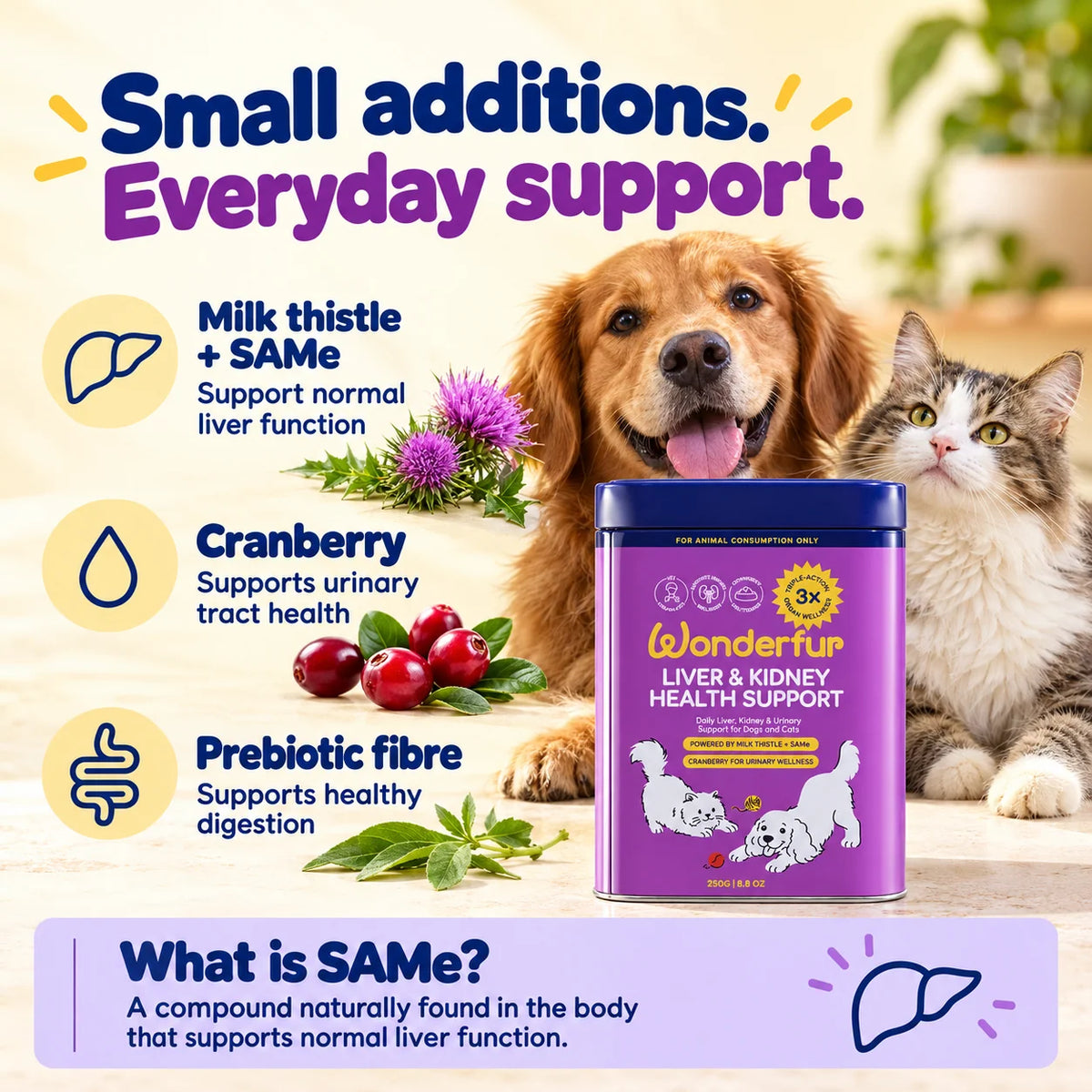 Wonderfur Liver & Kidney Health Powder for Dogs & Cats 250g