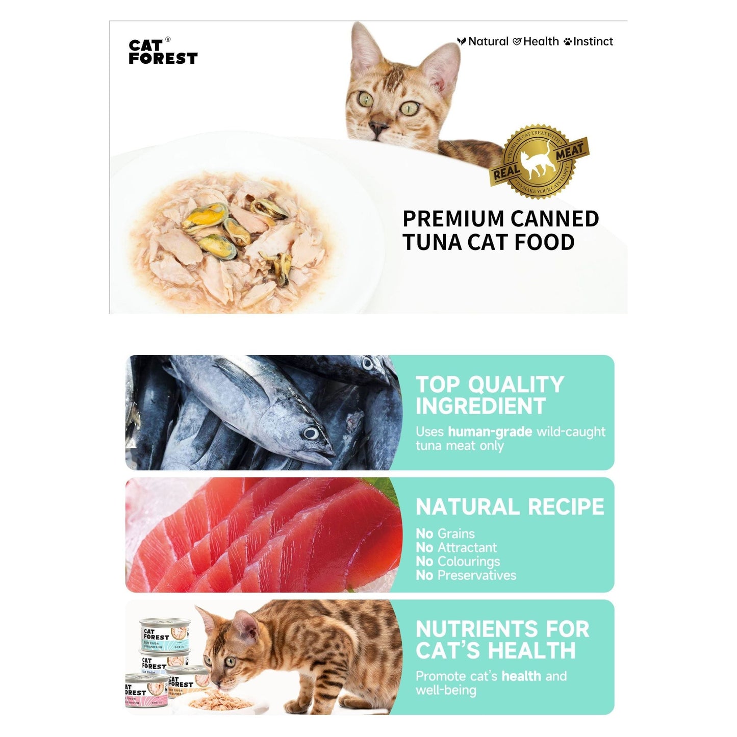 CAT FOREST Premium Tuna White Meat with Chicken in Jelly Canned Cat Food 85g