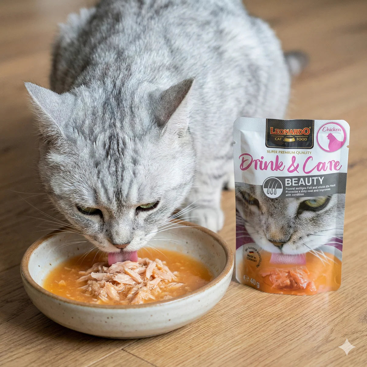 Leonardo® Cat Wet Food Drink & Care Beauty Chicken