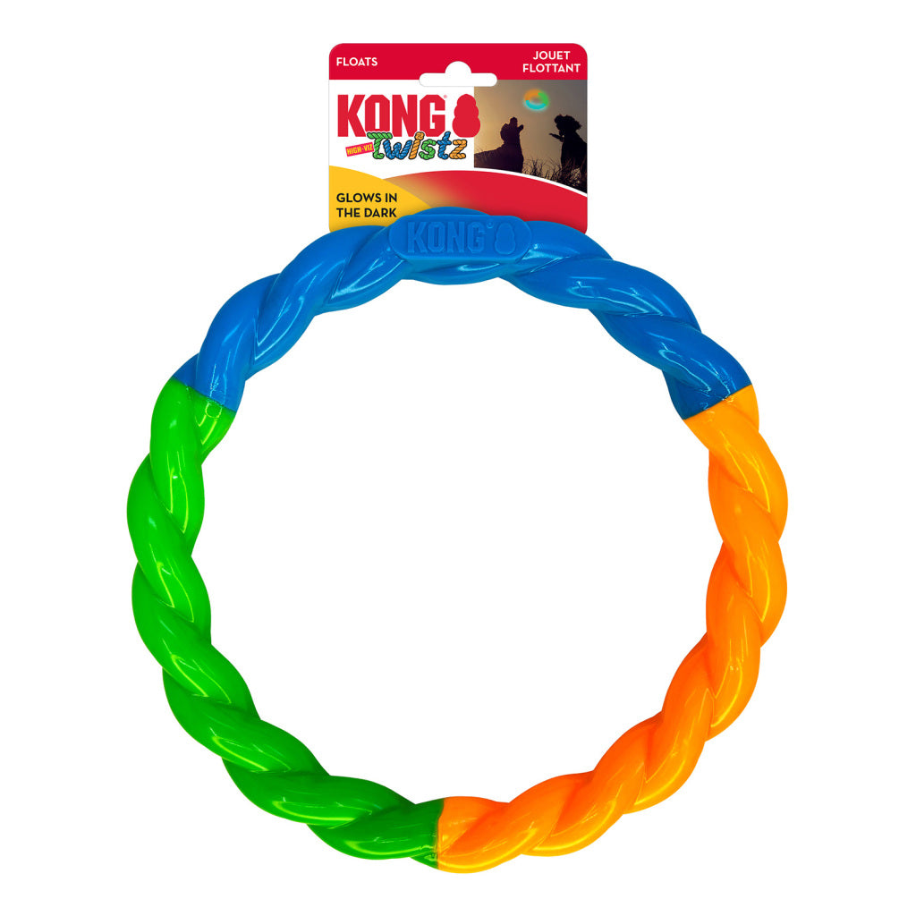 KONG Dog Toy Twists Hi Vis Ring Large