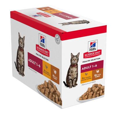 Hill's Science Diet Adult Cat Wet Food Poultry Selectio Variety Pack 80g x 12