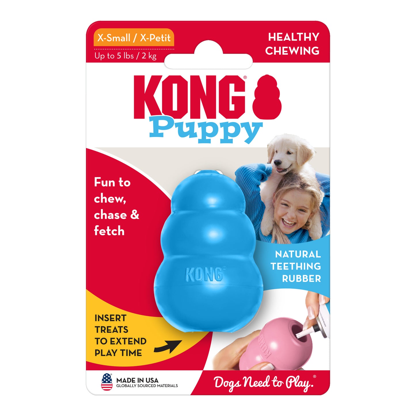 KONG Dog Toy Classic Rubber Puppy Assorted Color