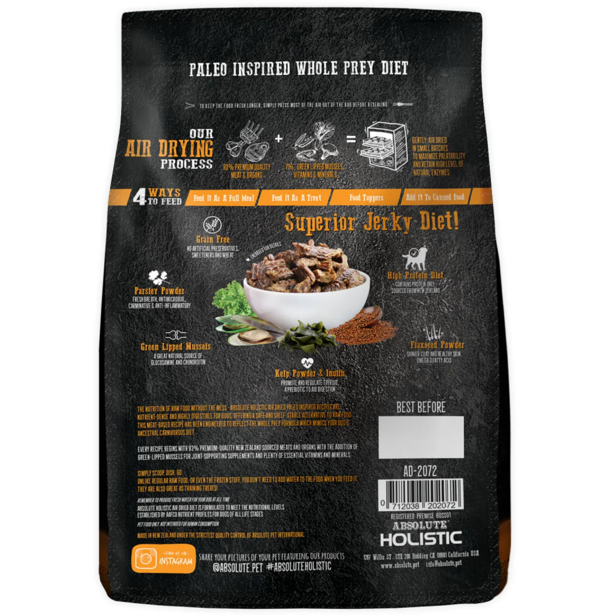 Absolute Holistic Air Dried Dog Food | Lamb & Salmon 1Kg