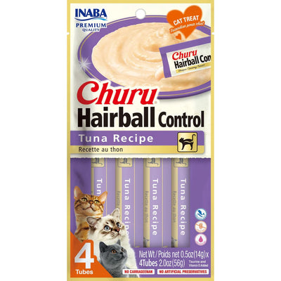 INABA CAT CHURU PUREE Hairball Control Tuna Recipe (14G X 4)