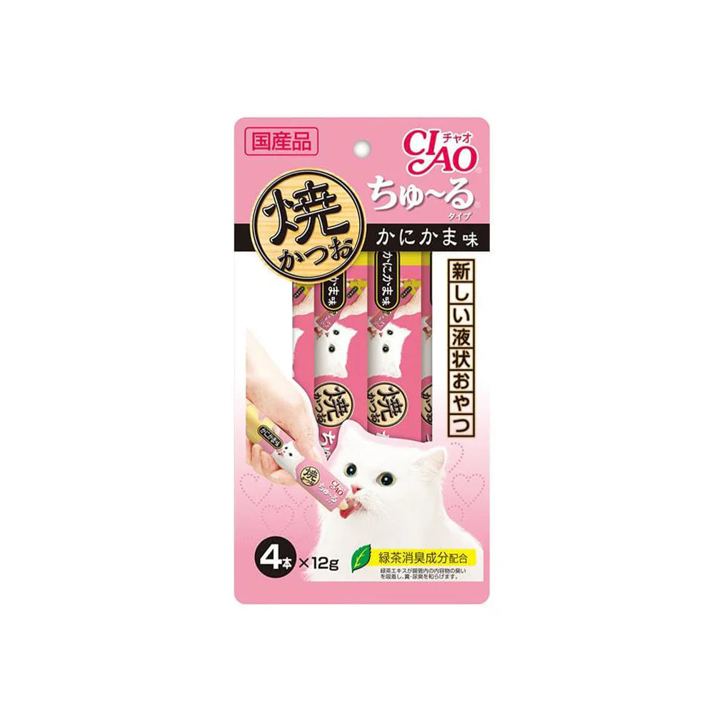 CIAO Grilled Tuna Churu Puree Crab Flavour Cat Treats 12gx4