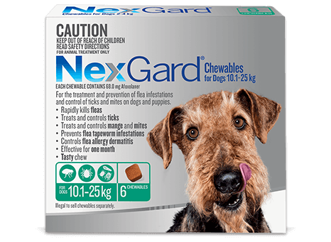 NexGard Flea & Tick Chewables For Medium Dogs 10.1-25Kg