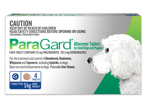 ParaGard Allwormer Tablets For Small Dogs Up To 5kg 4 Tablets