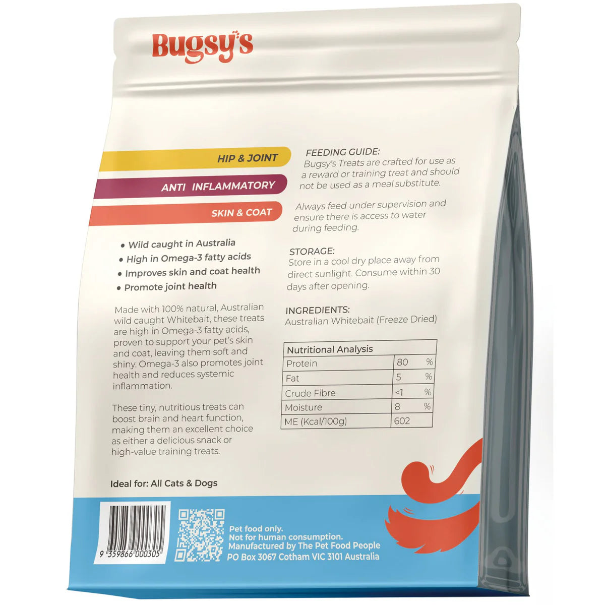 Bugsy's Freeze Dried Pet Treat - Little Fish | Whitebait 70g