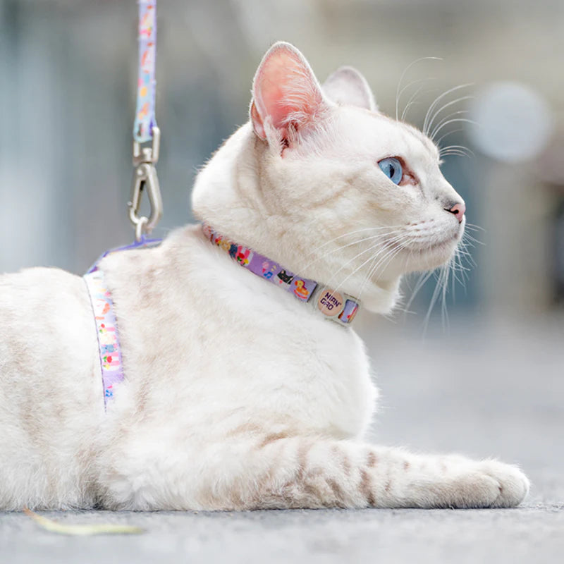 NIAN'GAO Cat Leash H-Type Harness and Collar Set