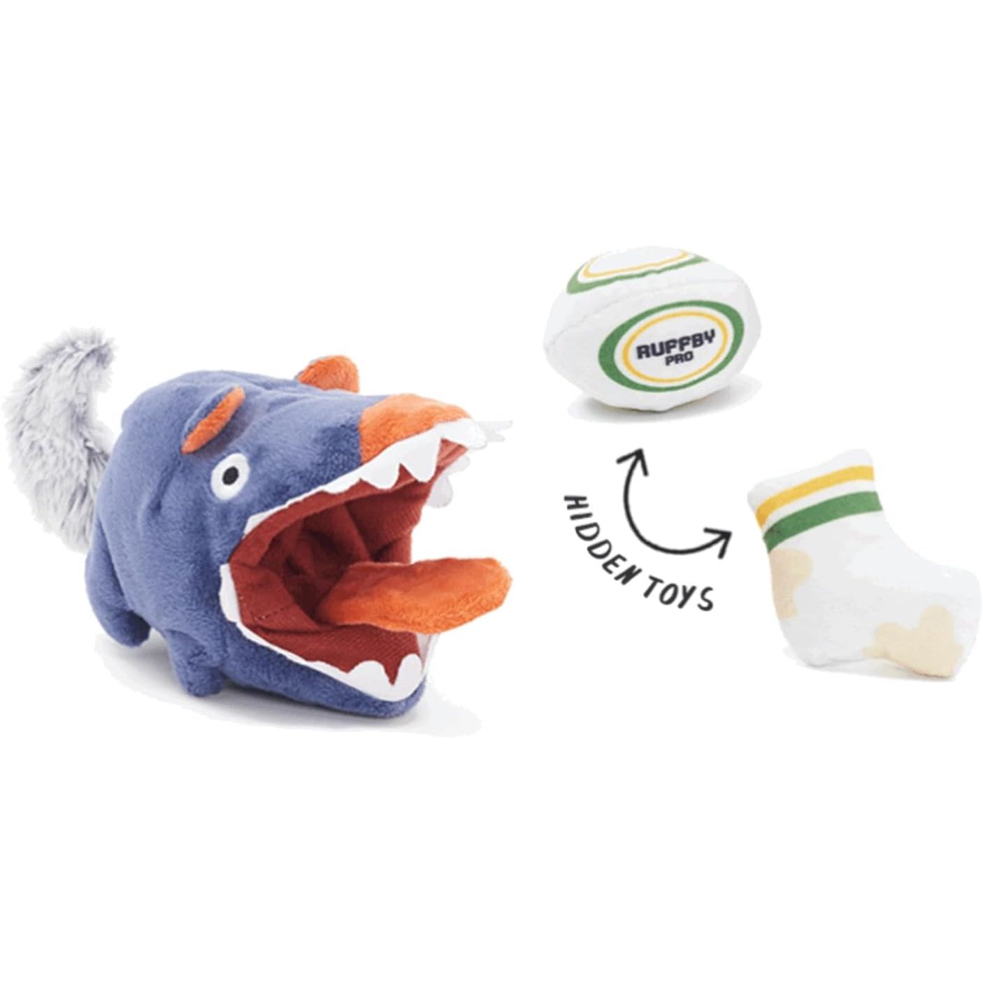 BARK Australian Outbark Collection Tasmanian Neville Chew Squeaky Dog Toy with Hidden Toys