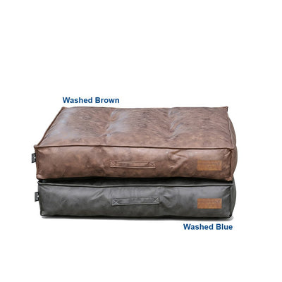 Snuggle Pals Signature Faux Leather Pet Bed Washed Brown