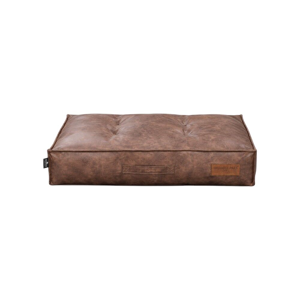 Snuggle Pals Signature Faux Leather Pet Bed Washed Brown