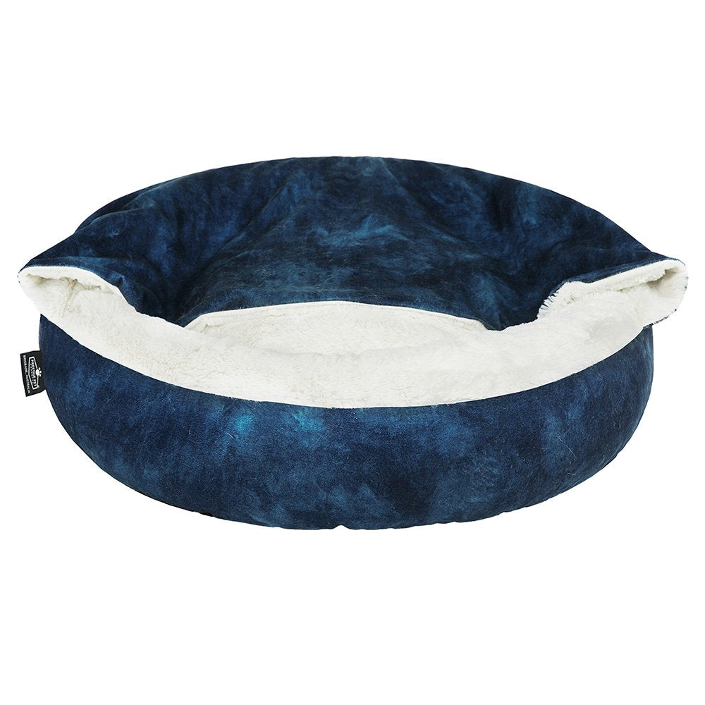 Snuggle Pals Hooded Burrow Plush Pet Bed for Cats & Small Dogs