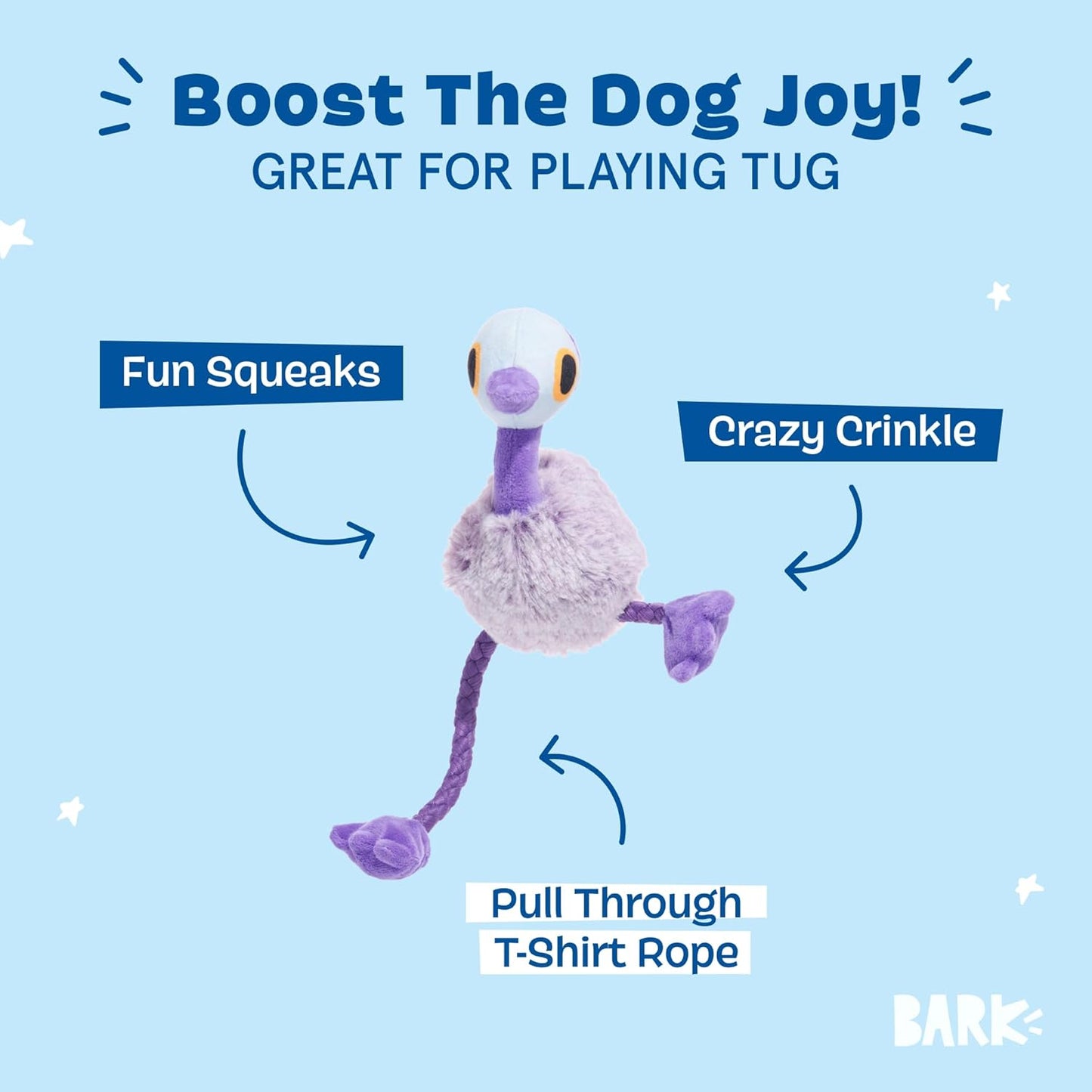 BARK Australian Outbark Collection Adelaide Emu Plush Dog Toy