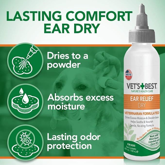 Vet's Best Ear Relief Wash & Dry Kit For Dogs