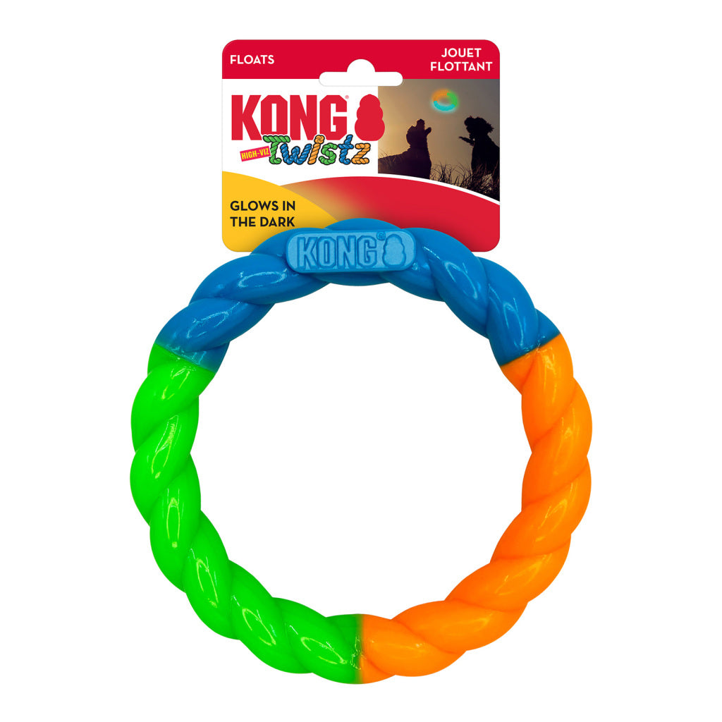 KONG Dog Toy Twists Hi Vis Ring Small