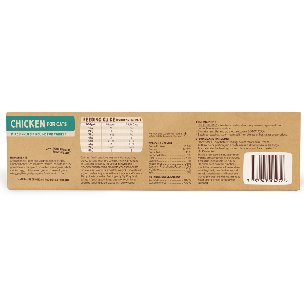 Big Dog Raw Food For Cats Chicken 1.38Kg