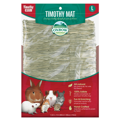 Timothy Mat packaging with Oxbow logo and animal illustrations on a white background
