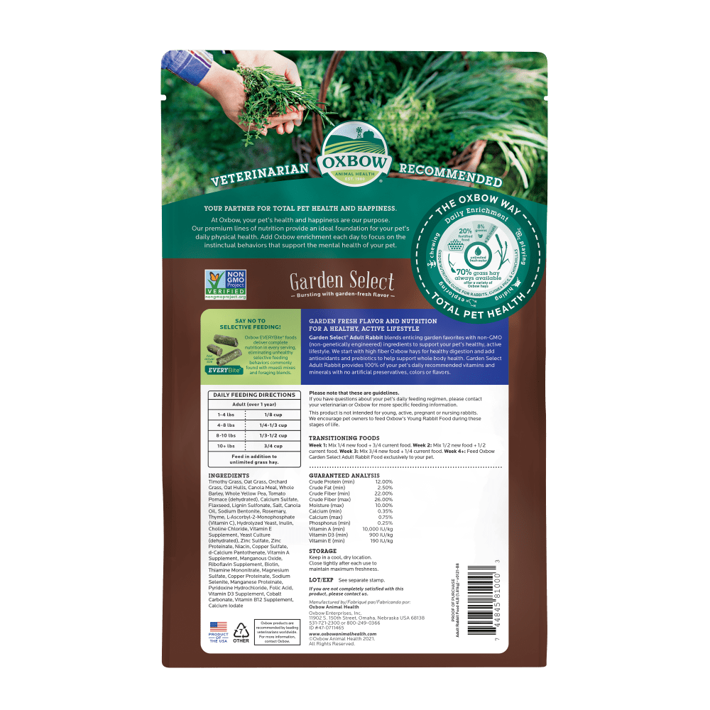 Oxbow Garden Select Adult Rabbit Food 1.8kg