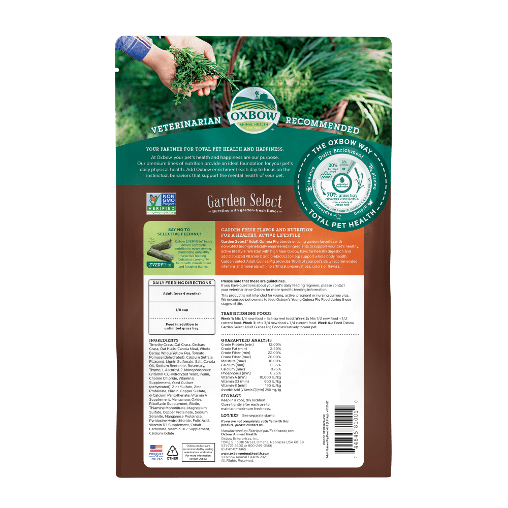 Oxbow Garden Select Adult Guinea Pig Food 1.8kg