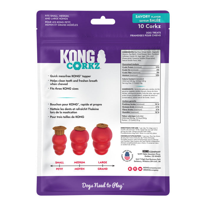 KONG Corkz Savory Flavor Lickable Dog Treats 10pcs