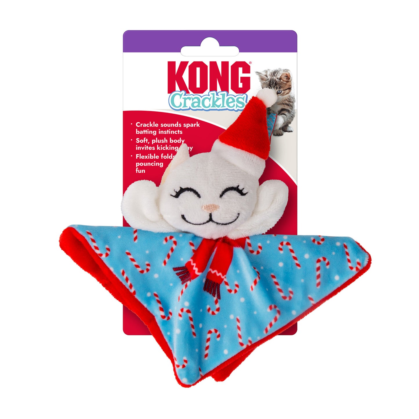 KONG Holiday Crackles Santa Kitty Soft Plush Toy For Cats