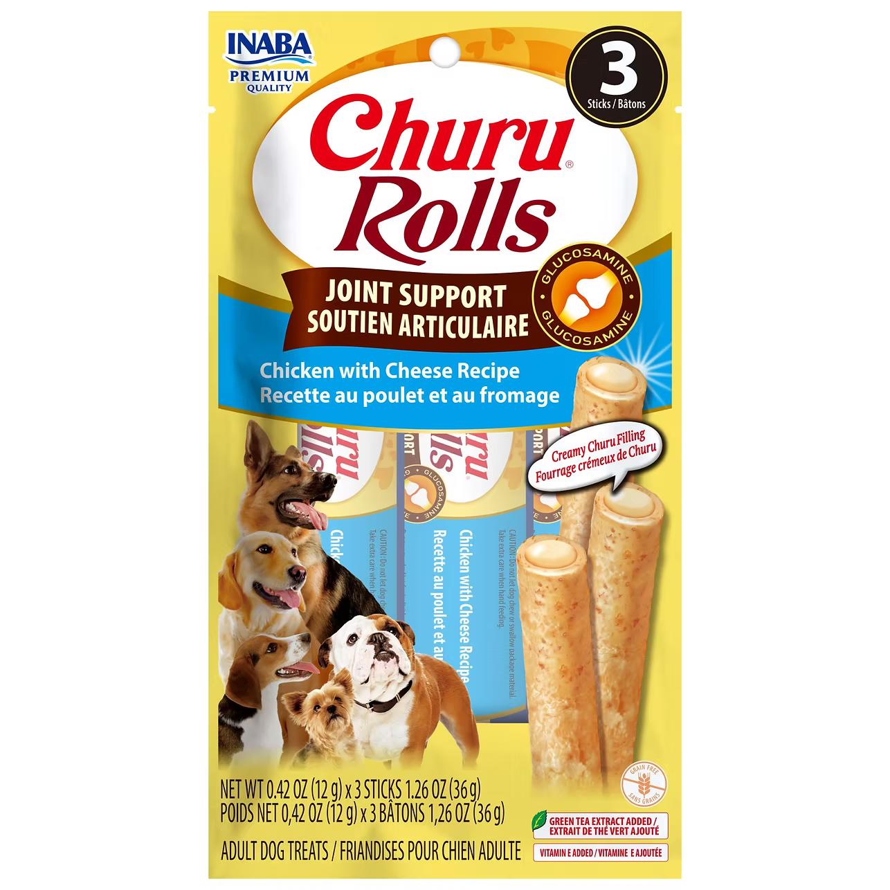 INABA Dog Churu Rolls Joint Support Chicken & Cheese Flavour