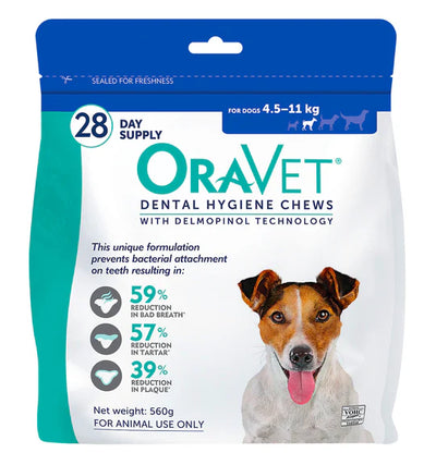 ORAVET Dental Hygiene Chews For Small Dogs 4.5KG-11KG (28pcs)