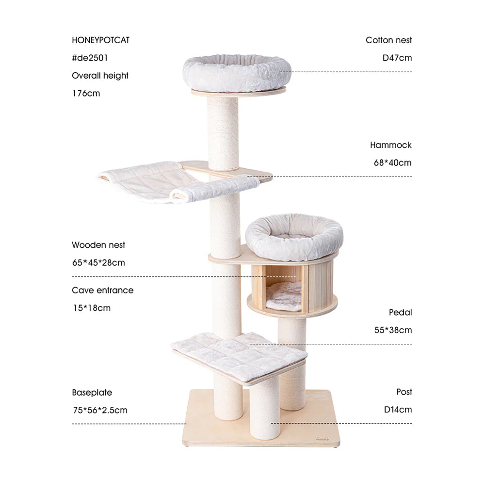 HONEYPOTCAT Classic Solid Wood Cat Tree