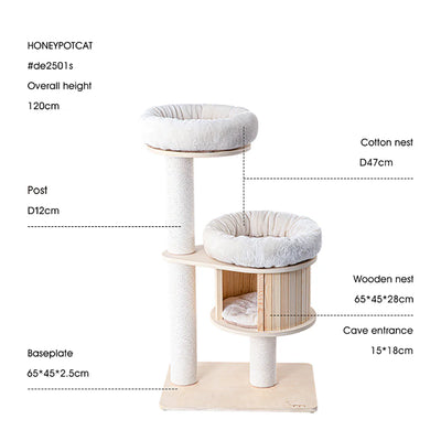 HONEYPOTCAT Classic Solid Wood Cat Tree