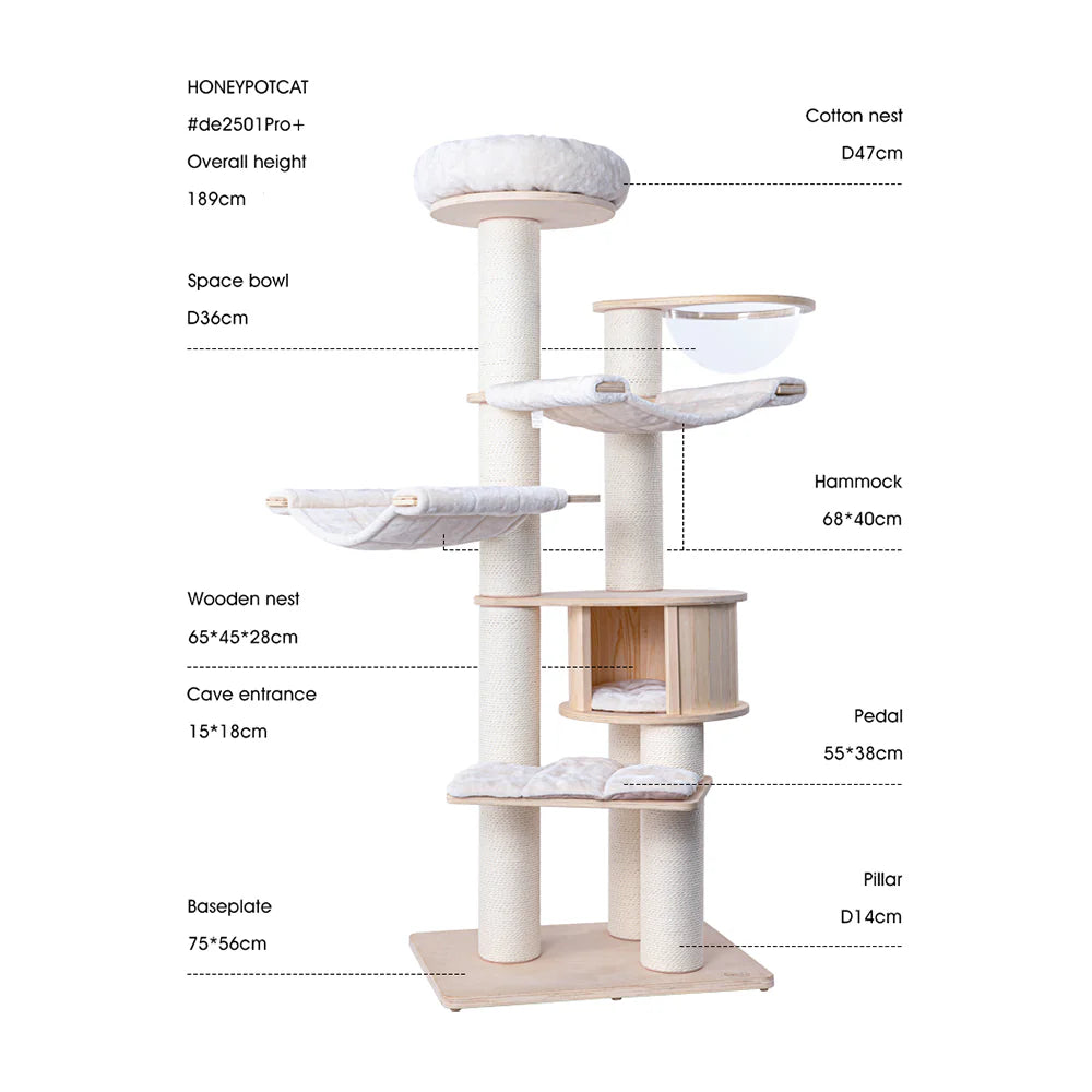 HONEYPOTCAT Classic Solid Wood Cat Tree